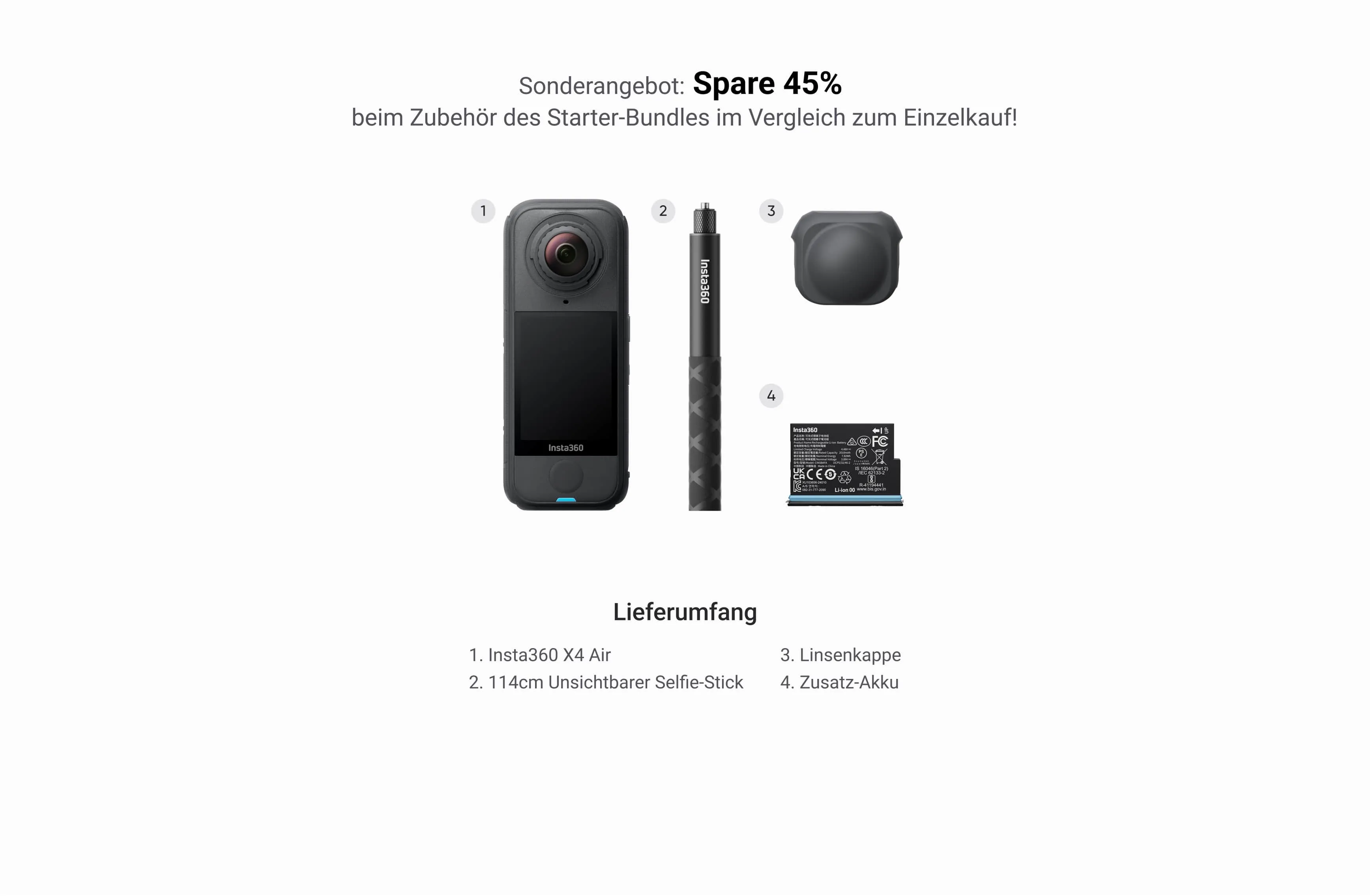Insta360 X4 AIR Starter Bundle schwarz