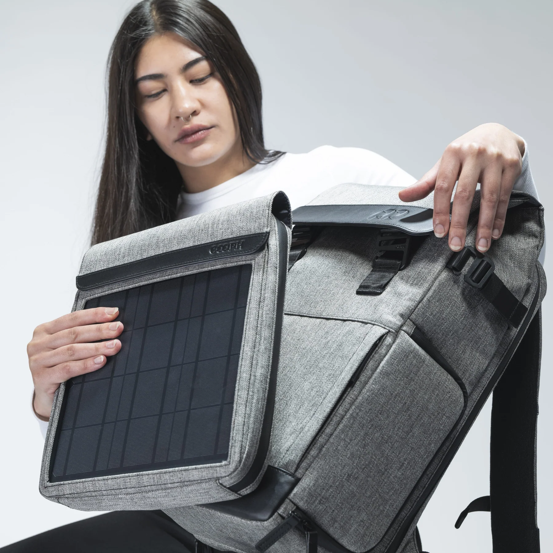 Cooph HelioFlex Backpack - Solar Front Bag - grau