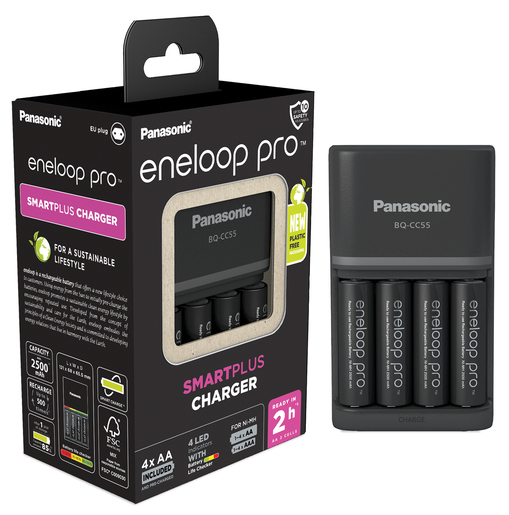 Panasonic eneloop BQCC55 inkl. 4xAA 2500 mAh