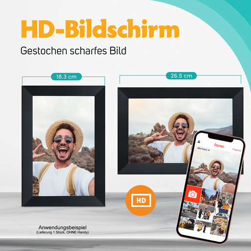 Pora 8" WF-805T schwarz Digitaler Bilderrahmen